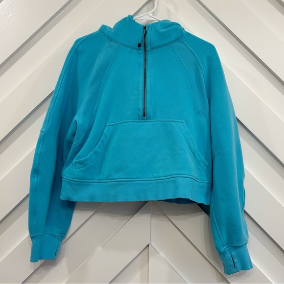 Lululemon Scuba Oversized Half Zip Hoodie In Electric Turquoise Size M/L - Picture 8 of 8